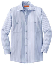 Load image into Gallery viewer, Red Kap Striped Industrial Work Shirt-Light Blue/Navy