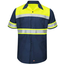 Load image into Gallery viewer, Red Kap Hi-Vis Ripstop Short-Sleeve Workshirt-Navy
