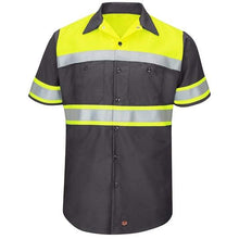 Load image into Gallery viewer, Red Kap Hi-Vis Ripstop Short-Sleeve Workshirt-Charcoal